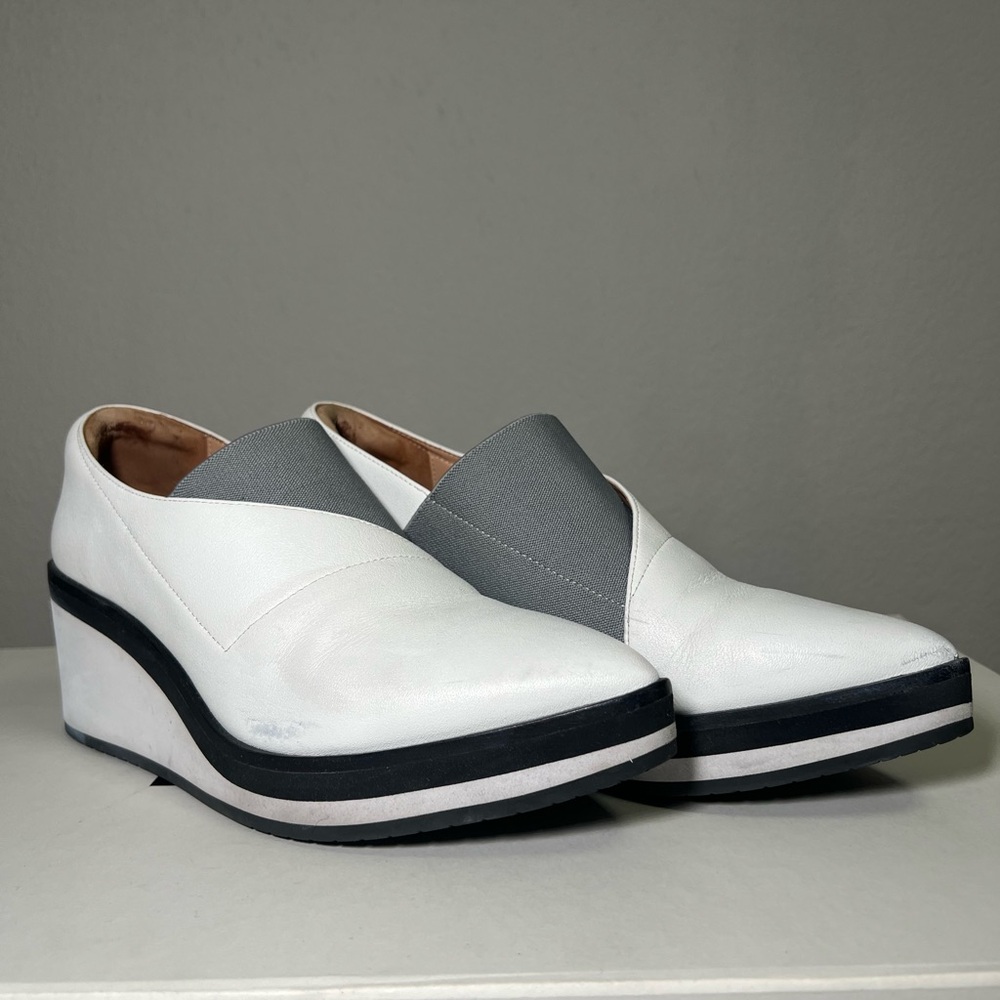 Issey Miyake x United Nude White and Gray Wedge leather sneaker Shoes- 40